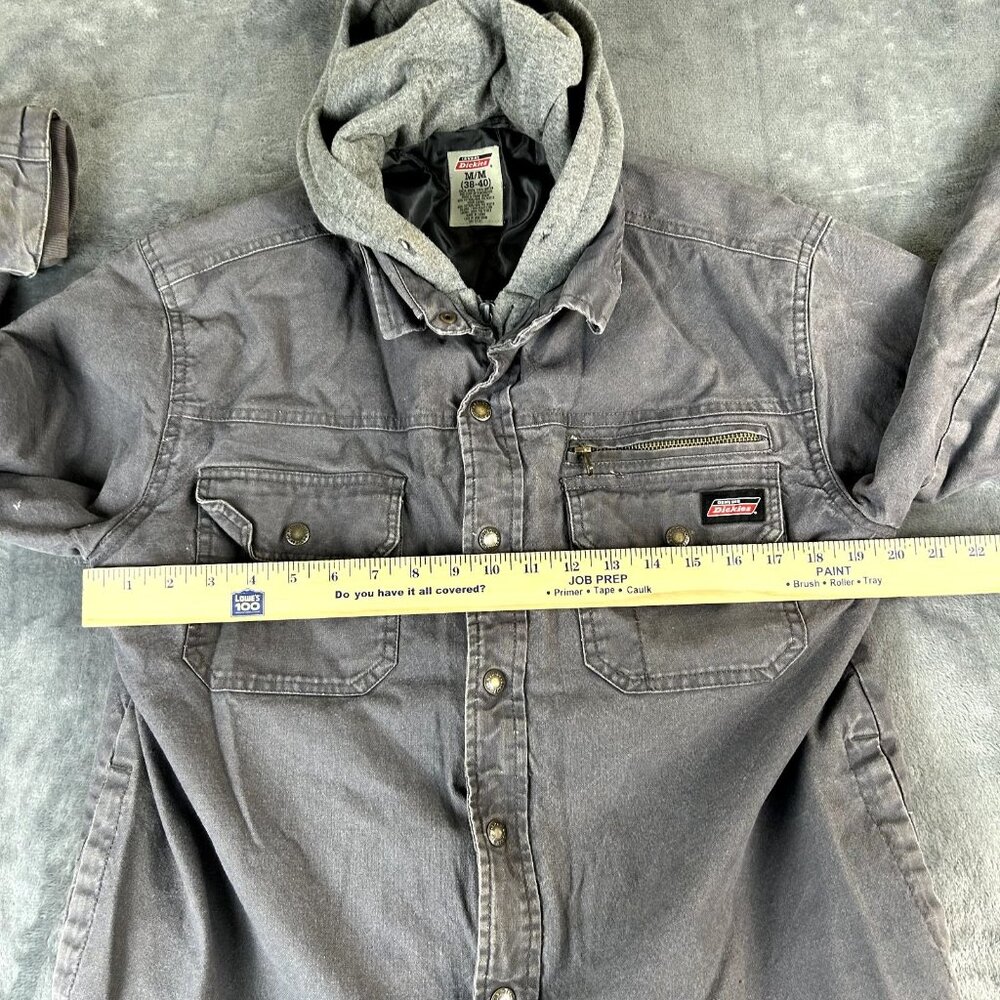 Dickies Jacket Mens Medium Gray Hooded Chore Shacket Utility Zip Snap - Picture 6 of 9